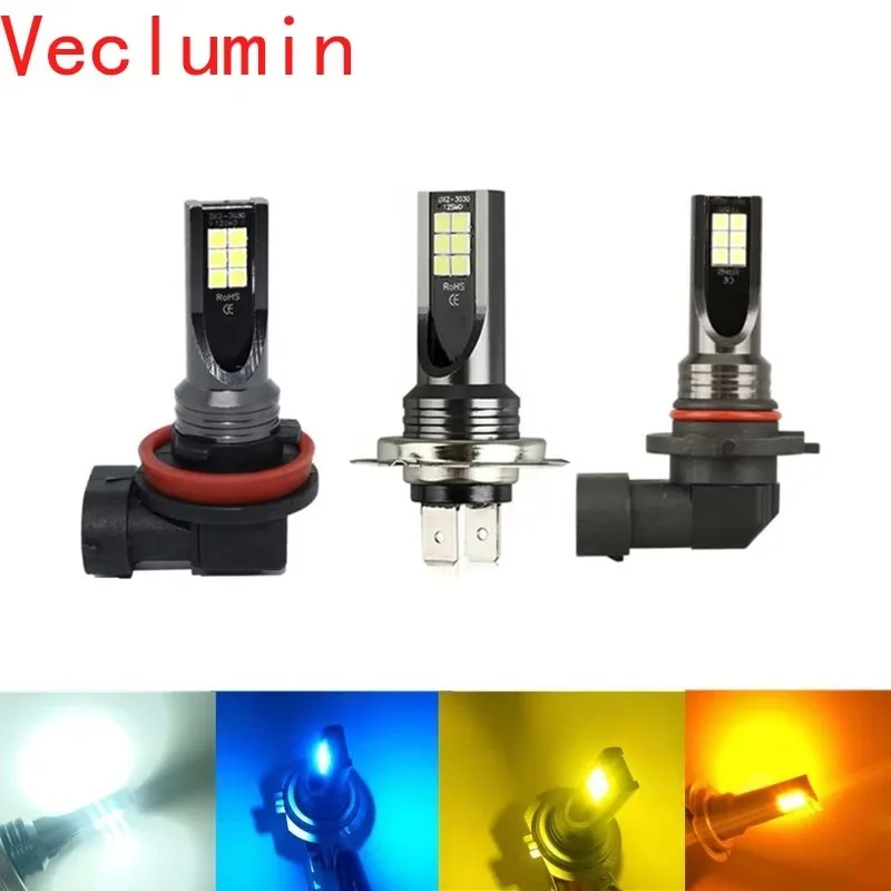 360 Degree Led Fog Lamp H8 H11 9005 9006 H4 H7 3030 12smd Car Lamp Headlight 12 Lights White Light Ice Blue Golden Light Red