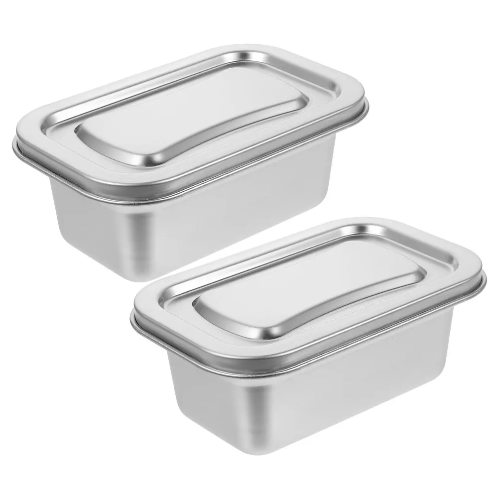 

2pcs Stainless Steel Ice Cream Container Freezer Storage Box Leak-Proof Large Capacity For Homemade Yogurt Soup Food