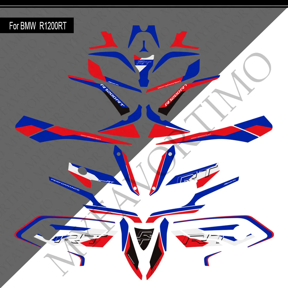 For BMW R1200RT 1200 RT Motorcycle Fairing Fender Trunk Luggage Protector Kit with Tank Pad Grips Knee Wheels Stickers Decals