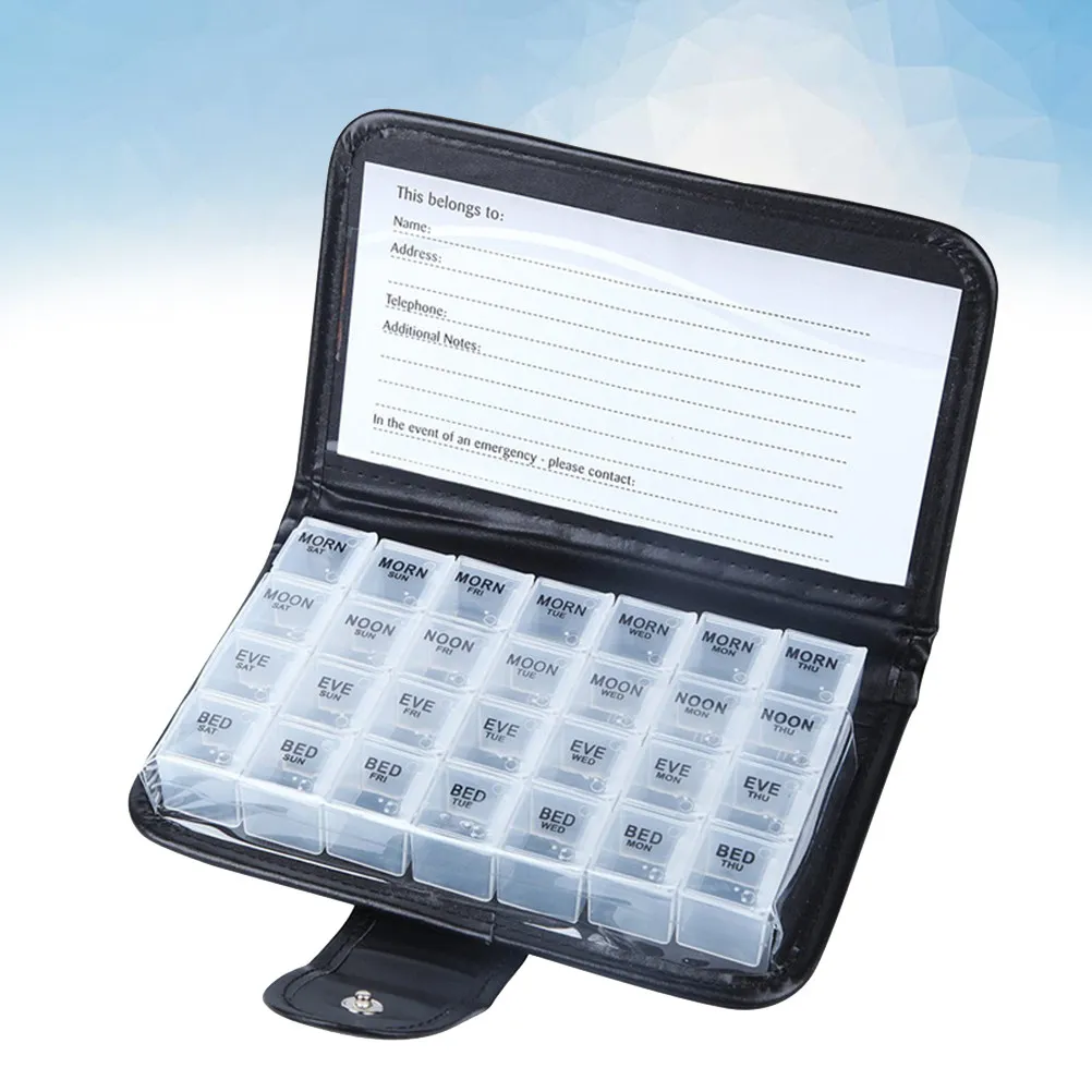 7-Compartment Weekly Pill Box – 28-Grid Portable Medicine Organizer for Travel, Home & Daily Use