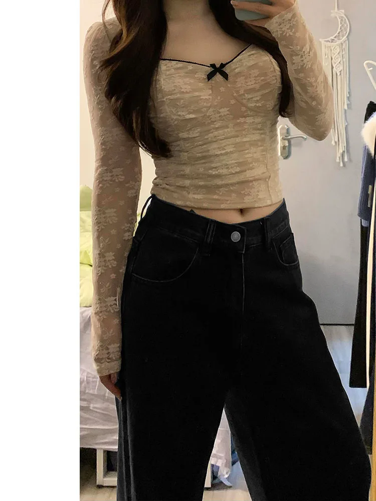 กางเกงยีนส์ทรงตรงขาตรงสำหรับผู้หญิง ไซส์ใหญ่ เอวสูง ทรงขากว้าง ช่วยให้ดูผอมลง ทรงบูทคัท เหมาะสำหรับฤดูหนาว