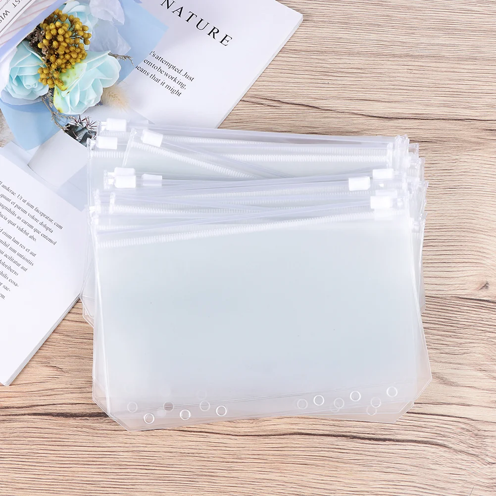 10 Pcs Office File Folder Document Bag Transparent Organizer Binder Clips The Notebook