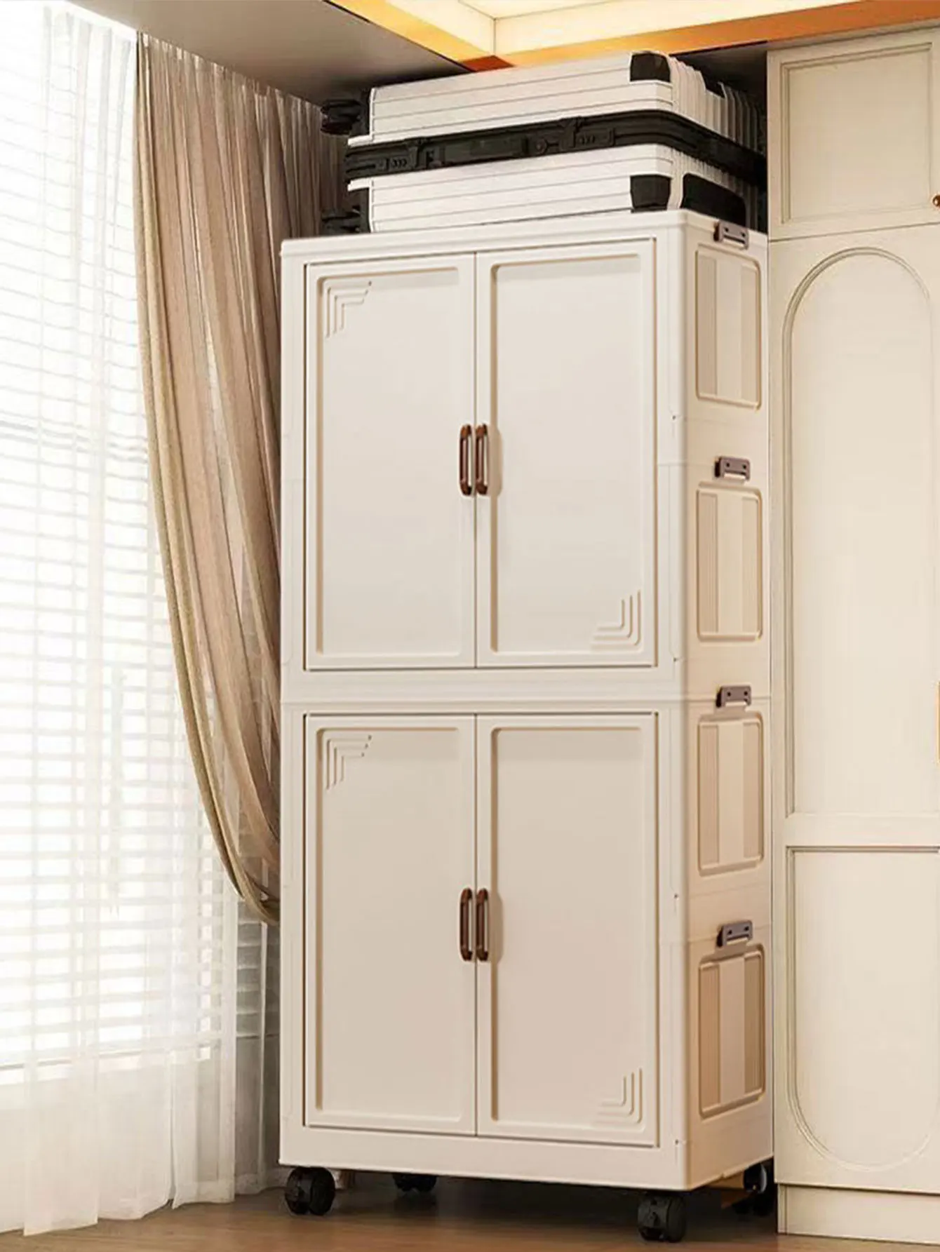 Thickened Home Storage Cabinet Baby Wardrobe Living Room Bedroom Storage Cabinet No-Installation Plastic Snack Cabinet
