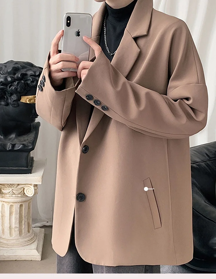 فضفاضة كبيرة الحجم الرجال عارضة البدلة ورقة نمط الجلود ورقة oulder قطرة Sve Westwear اثنين زر صف واحد الربط