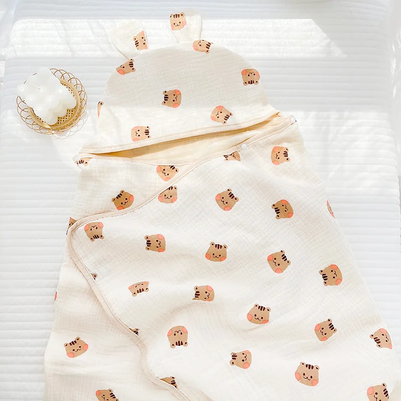 Toalha De Banho De Muslin Do Bebê, 100% Algodão, 1 Camadas, Swaddle Organic Cotton Gauze, Toalha com capuz de bebê