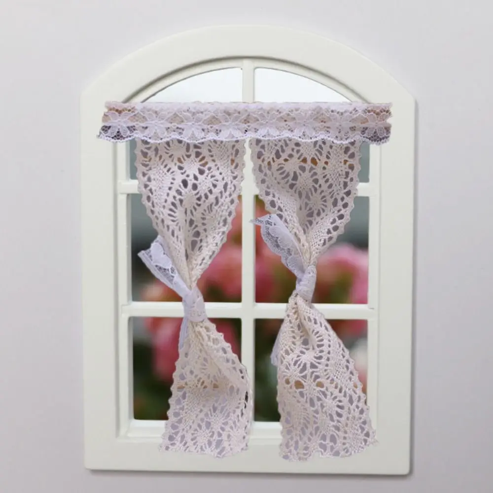 

Lace Dollhouse Miniature Curtain OB11 1/12 Scale Dollhouse Decor Accessories Flower Curtain 1:12 Doll House