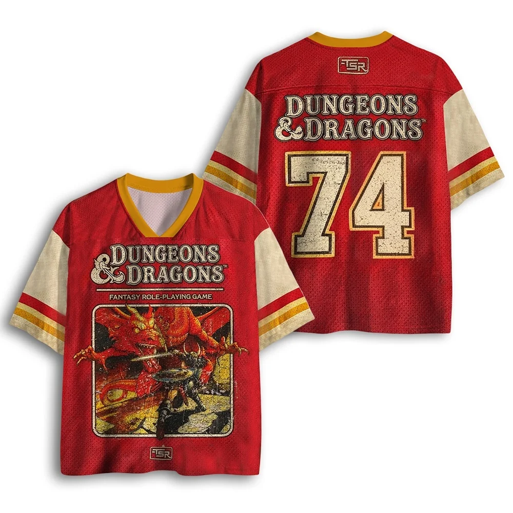 2026 Neues Retro Dragon and Dungeon 74 Fantasy-Rollenspiel Drachen-Bedrucktes Mesh Casual Street Sports T-Shirt – Detail 2