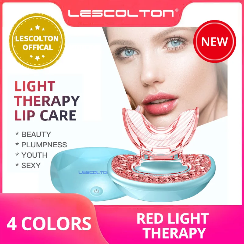 Lescolton LED Light Therapy Lip plumper Anti-Aging Lip Enhancer Treatment For Youthful and Sexy Lips Care LED Enhancer Tool