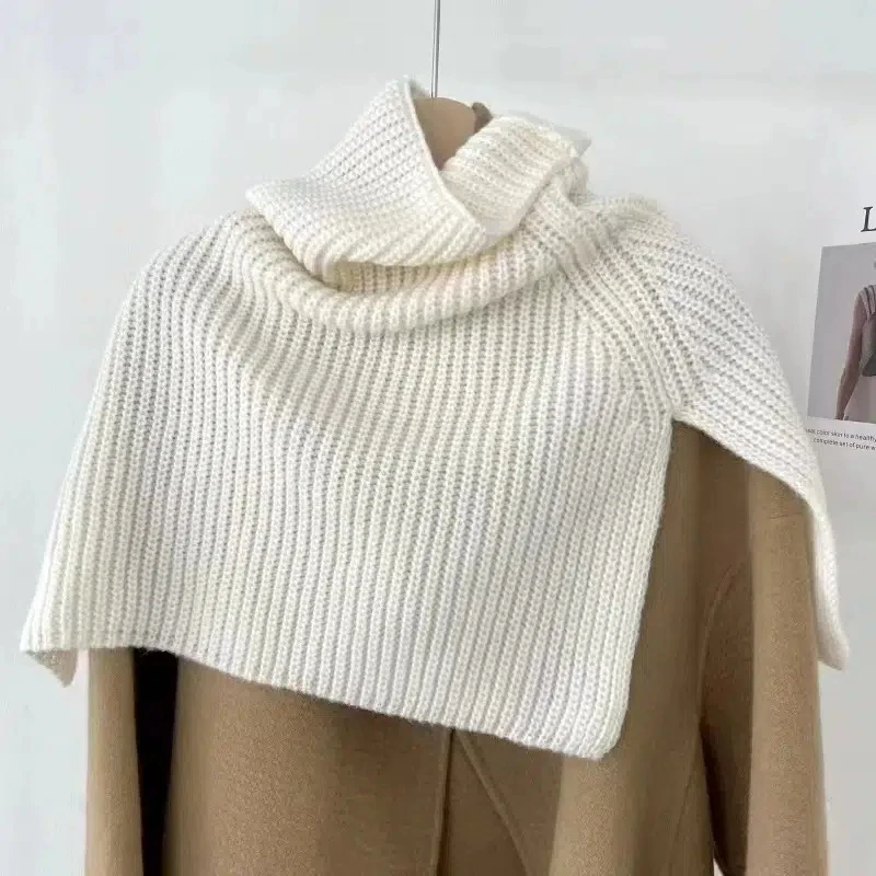 Solid Color Women Knitted Scarf Fashion Pullover Shawl Scarf Sweater Woolen Scarves Ladies Crochet Neck Shoulder Warmer