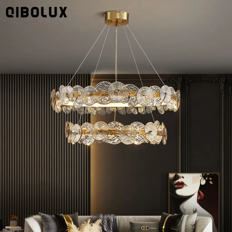 Modern Luxury Glass Pendant Lighting Crystal LED Chandeliers Kitchen Living Room Dining Table Decoration Creative 3Color Dimming