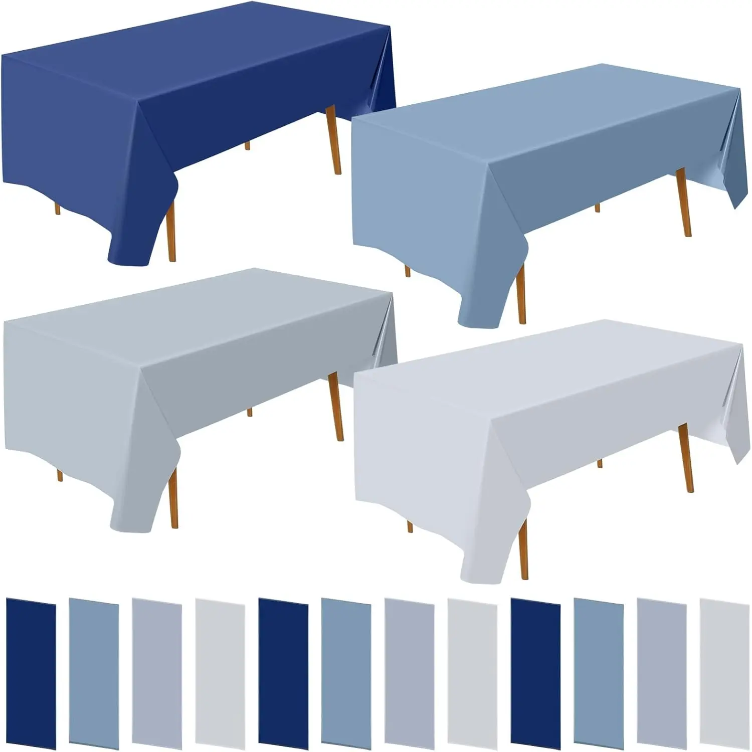 

12 Pcs Dusty Blue Tablecloth 54 x 108 Inch Gradient Table Cloths Plastic RecDisposable Table Cover