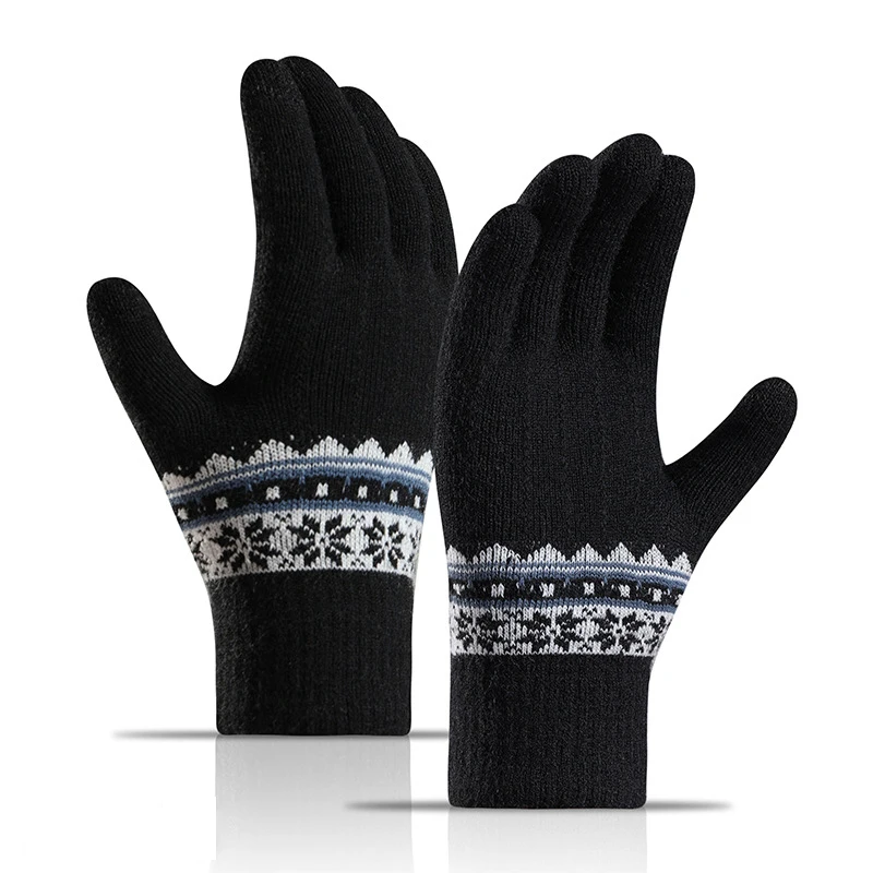 Winter Fair Isle Gloves Women Touchscreen Daily Wear Knitted Jacquard Thick Warm Stretchy City Walk Gloves Outdoor Commuting