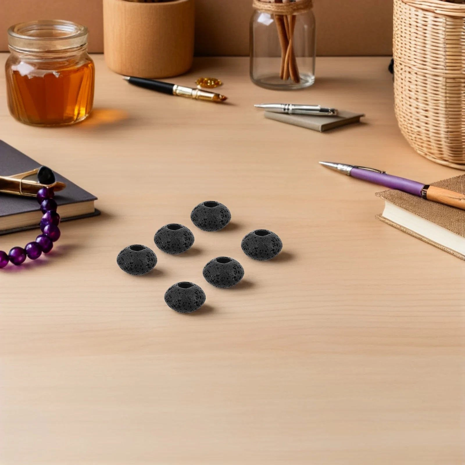 

20 шт., бусины-диффузор эфирного масла из вулканической породы, круглые бусины из натурального камня с большим отверстием для изготовления ювелирных изделий, браслеты «сделай сам»