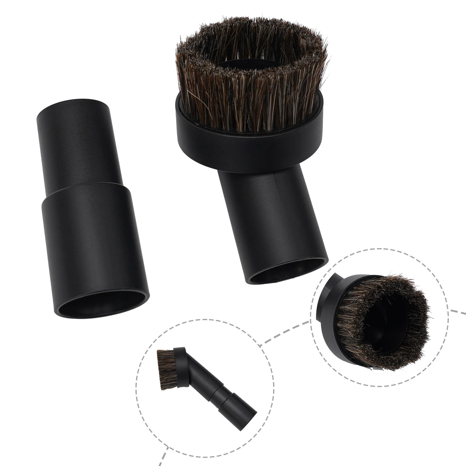 1Pc Horse Hair Round Brush & Converting Adapter For European Version Vacuum Cleaner With 32mm Inner Diameter Spare Parts