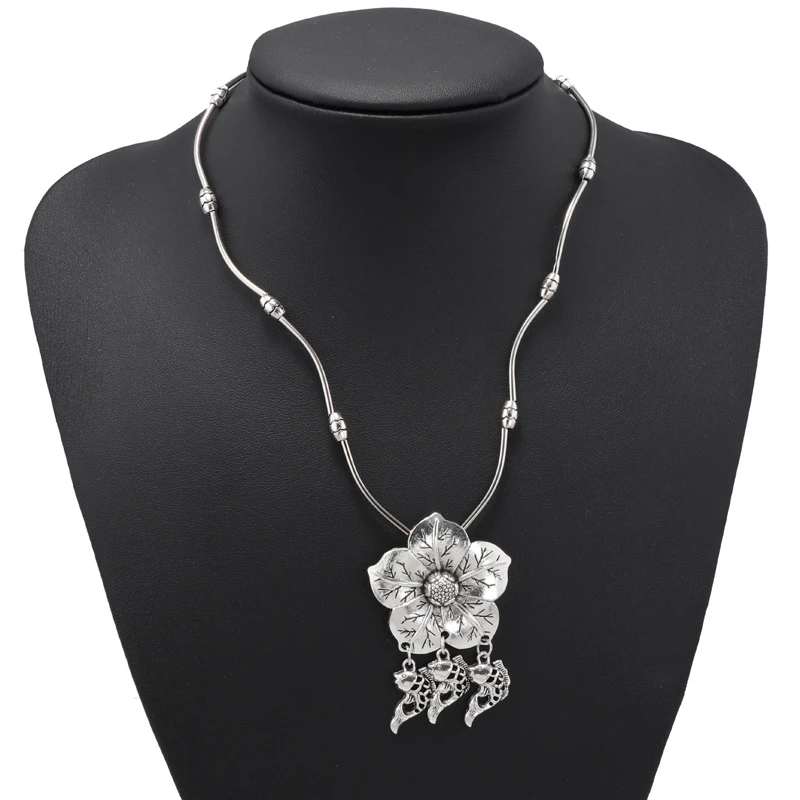 Ethnische Antike Silber Farbe Mond Choker Halsketten für Frauen Boho Türkis Halskette Mädchen Partei Schmuck Geschenke – Detail 40