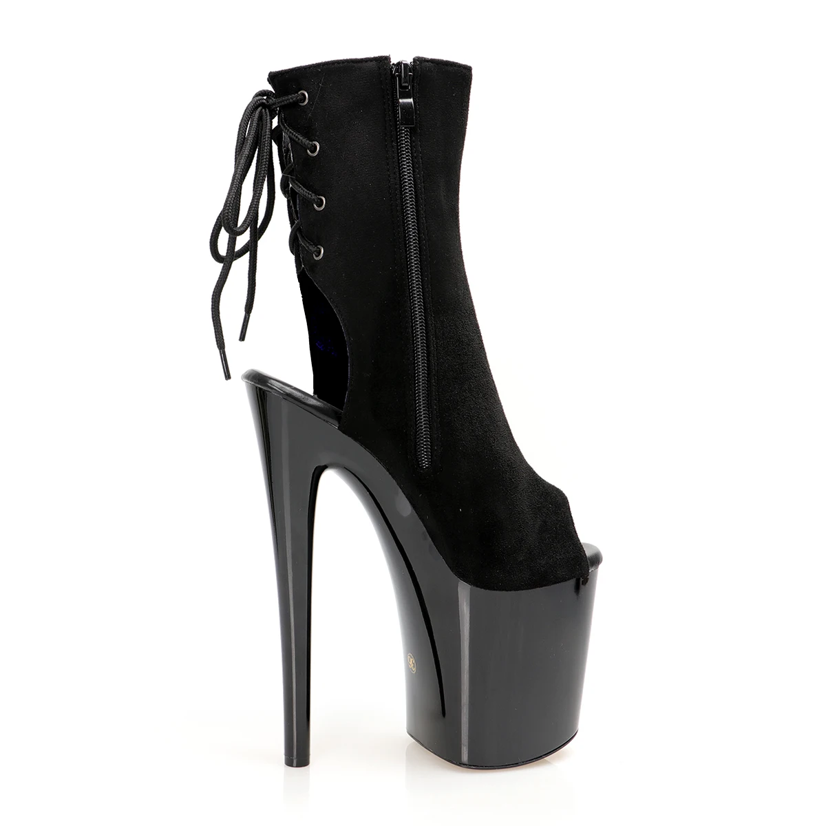 20CM High Heels Platform Short Boots Lace Up Pole Dance Shoes Stripper Sexy Peep Toe Fetish New 8Inches Summer Gothic Style Punk