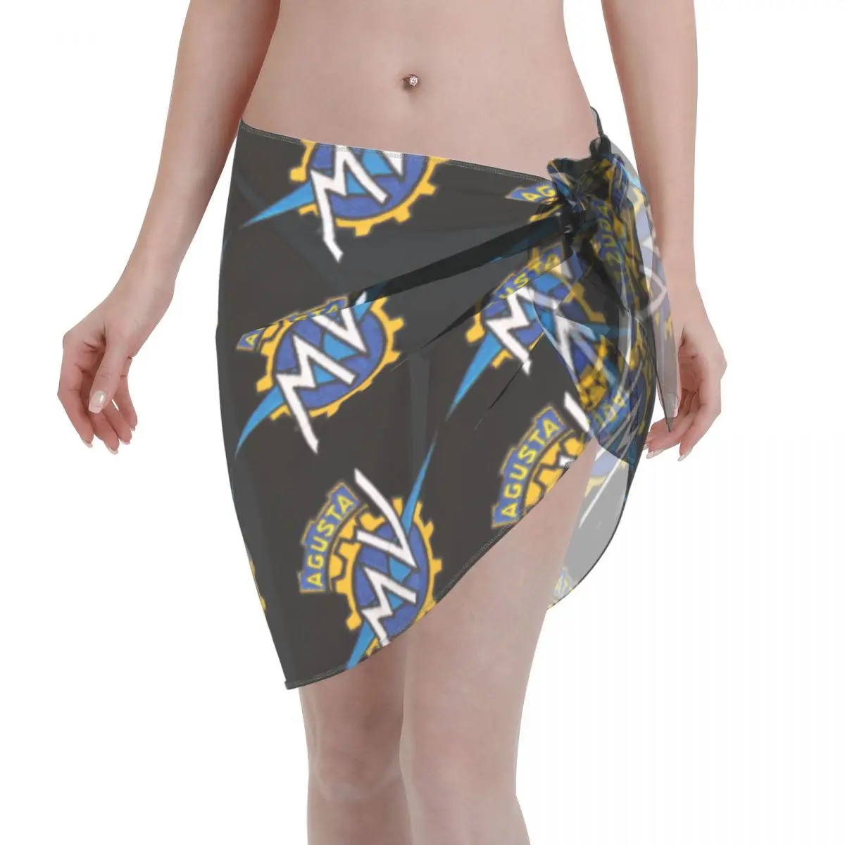 

Custom Motros Racing Italian M-Mvs Logo Women Short Sarongs Beach Wrap Beach Bikinis Wrap Classical Beachwear