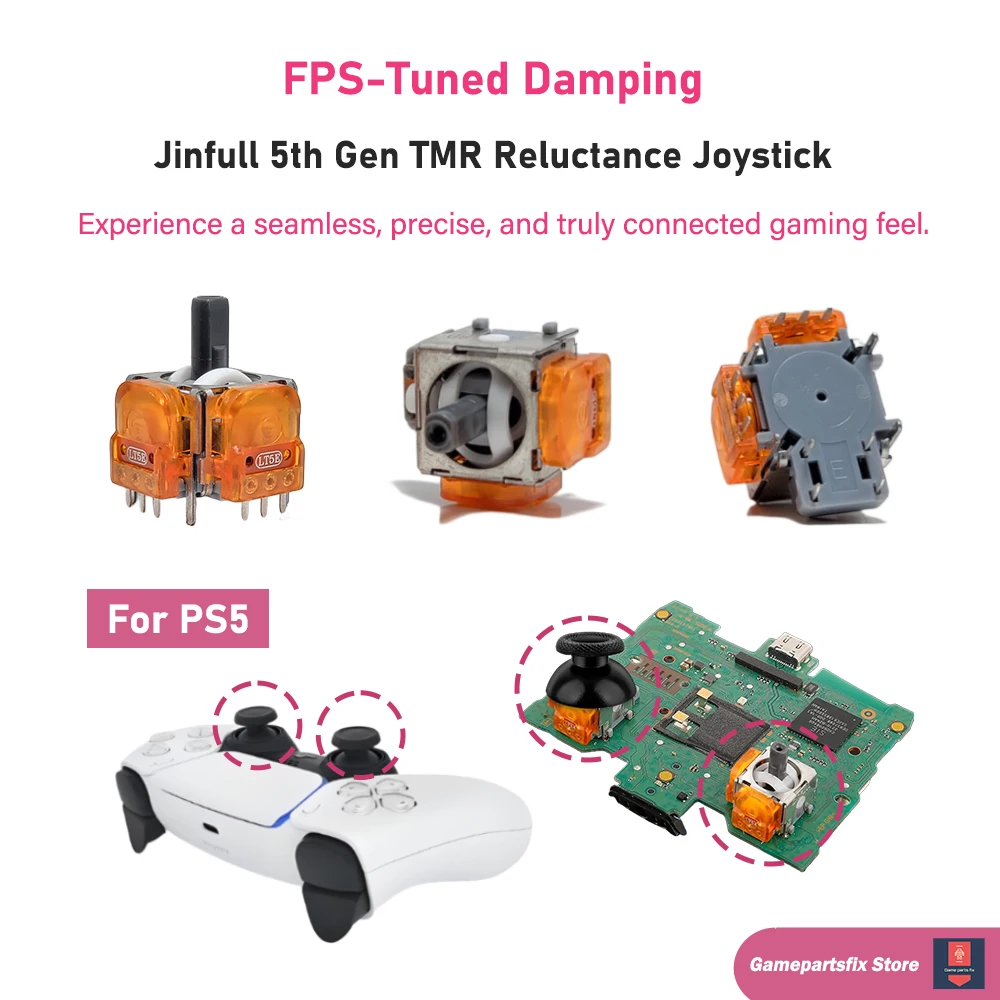 

2/10pcs Ginfull TMR Electromagnetic Joystick for PS5 Replacement FPS Tuned Damping 3D Analog Stick Anti-drift TMR ThumbStick