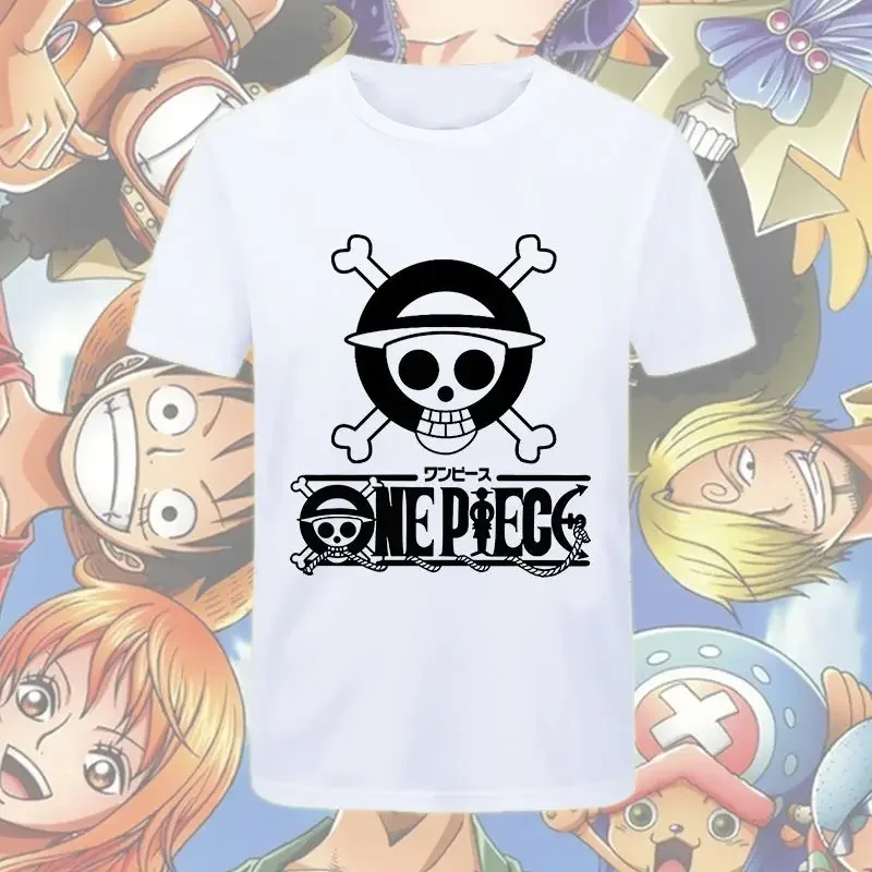T-shirt bianca ufficiale One Piece da uomo con grafica Luffy Silhouette con logo classico e sfondo multi-personale T-shirt in cotone anime