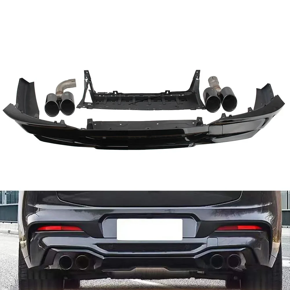 Rear Bumper Diffuser Spoiler Diffuser Tail Exhaust Tips For BMW X4 G02 LCI 2019-2021 Upgrade X4M Style Four Outlet