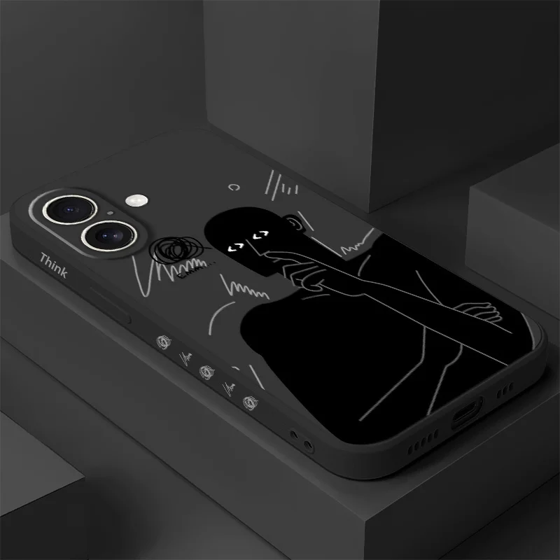 

Line Thinker Phone Case For iPhone 16 16e 15 14 13 12 11 X XR XS Plus Pro Max Mini Silicone Cover
