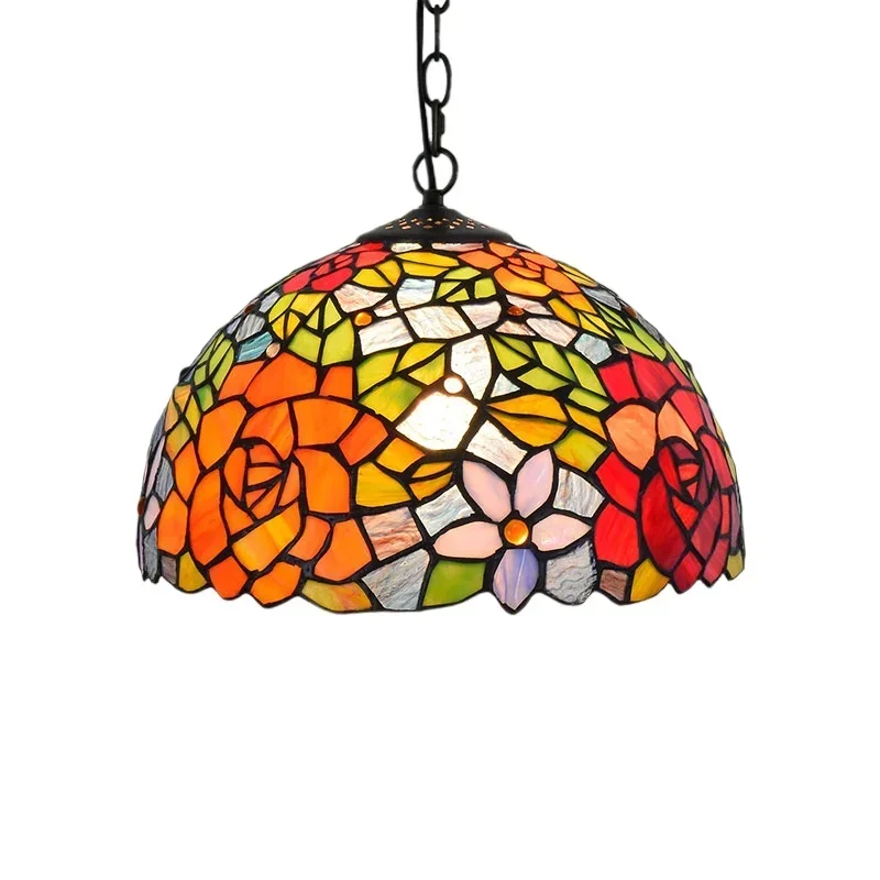 Europese stijl vintage Tiffany gekleurde glazen bar restaurant kroonluchter creatieve glazen lantaarn in landelijke stijl - afbeelding 2
