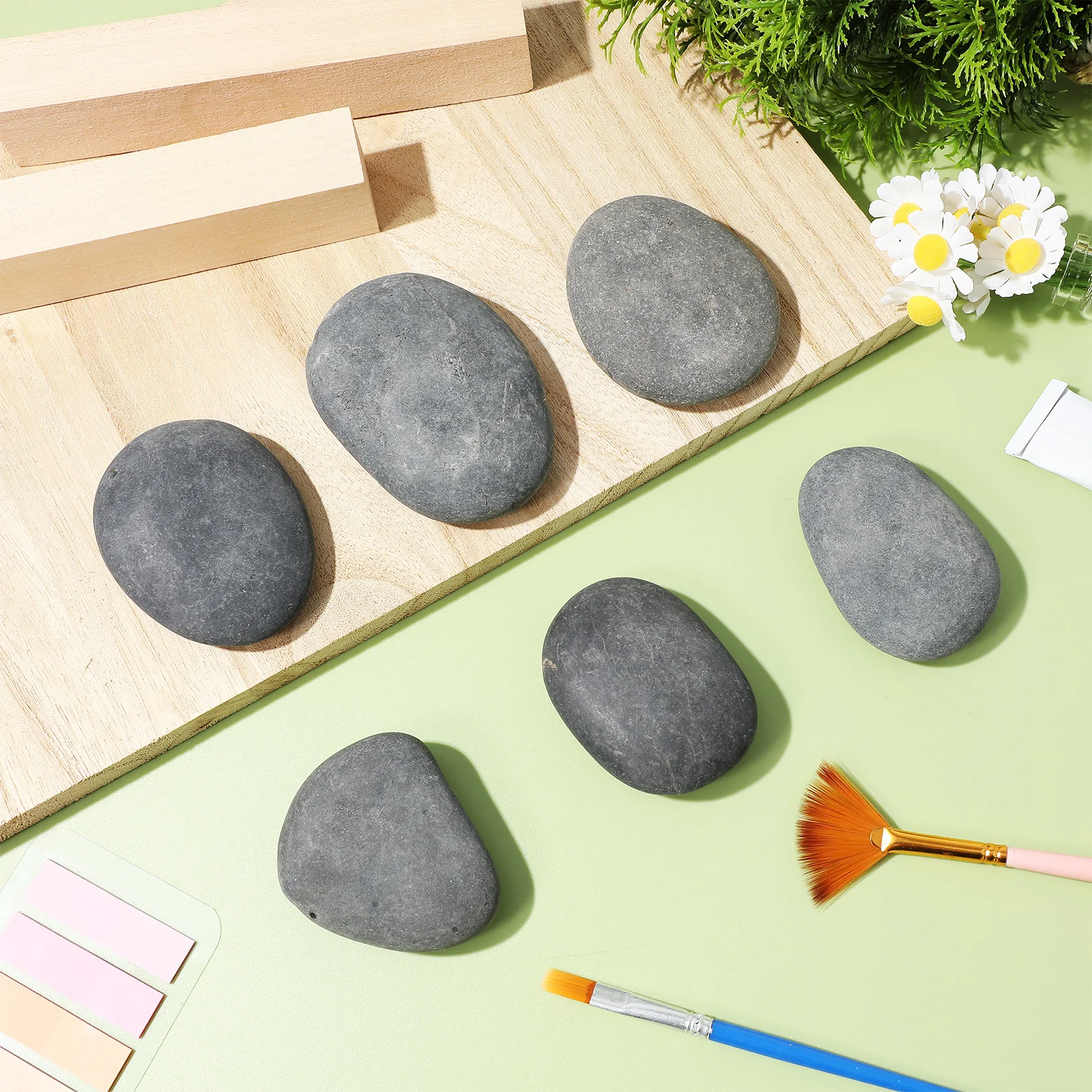 10pcs Black 5 7cm Painting Stones Smooth Polished Craft Rocks for Kids DIY Creative Drawing Toys Supplies