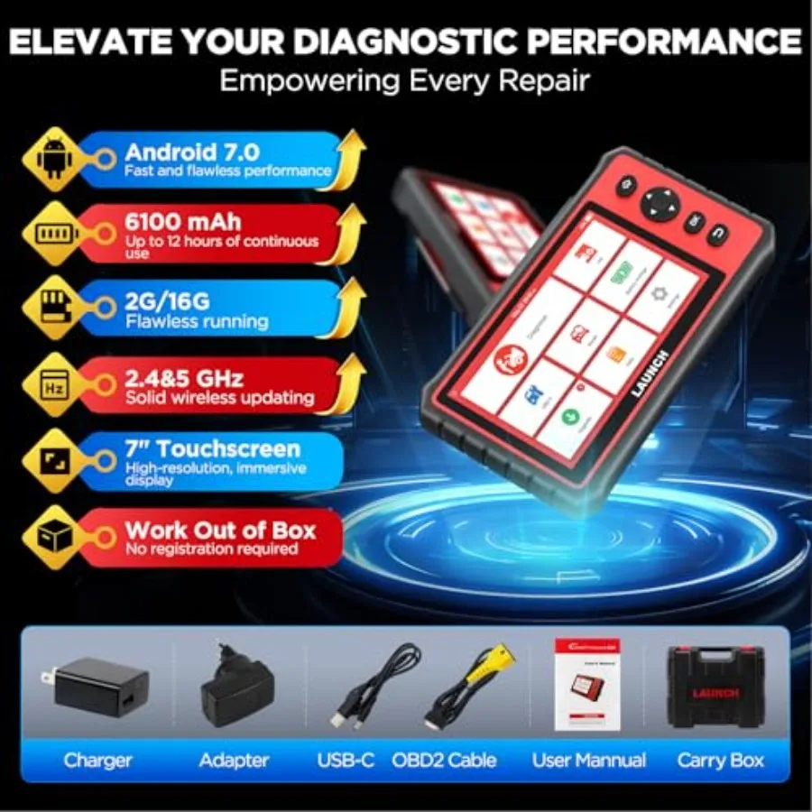 CRP909E OBD2 Scanner 2025 New Full System Car Scanner with 28+ Reset Functions for Automotive Diagnostics Oil Reset TPMS Initi