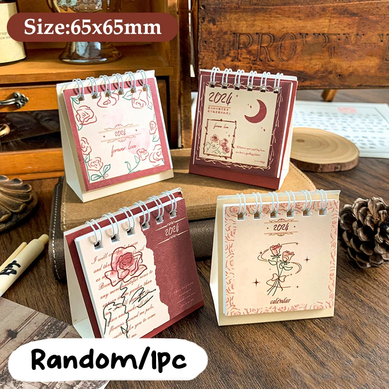 تقويم مكتبي صغير للبنات ، رسوم متحركة لطيفة ، أنيمي ، السنة الجديدة ، محمول ، إبداعي ، شهري ، ديكور مكتبي ، 1 قطعة ، 2024