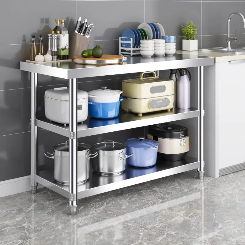 Thickened single-layer stainless steel kitchen worktable countertop double-layer stove rack three-layer cabinet storage rack