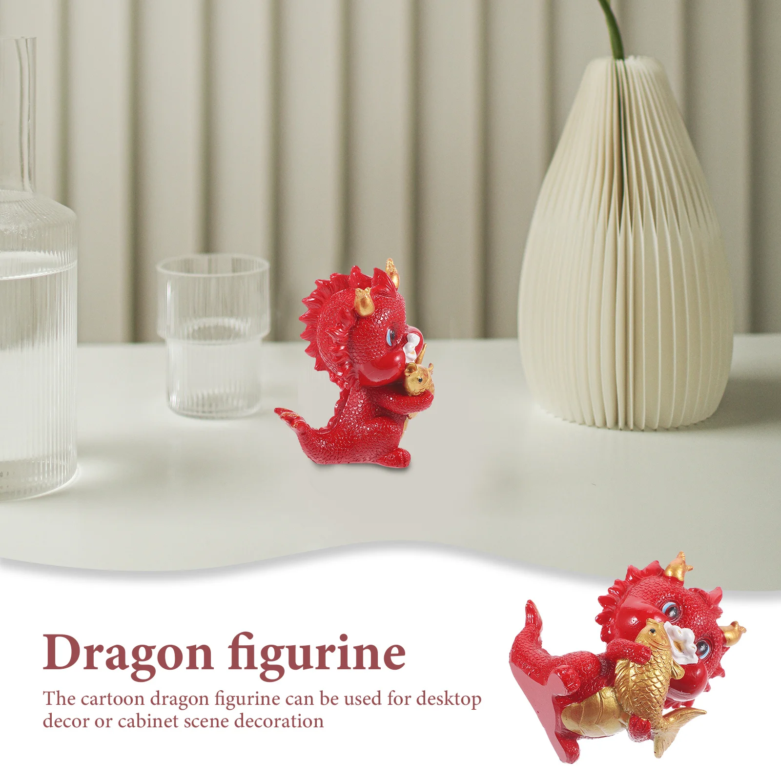 

2024 Chinese New Year Dragon Resin Mascot Statue Home Office Decor Zodiac Art Craft Desktop Ornament Small Dragon Figure