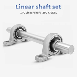 Optical Axis Linear Rail Shaft OD8/10/12/15/16/17/20mm +2PC Zinc Alloy Bore Ball Bearing Pillow Block Mounted Support KP08/KFL08