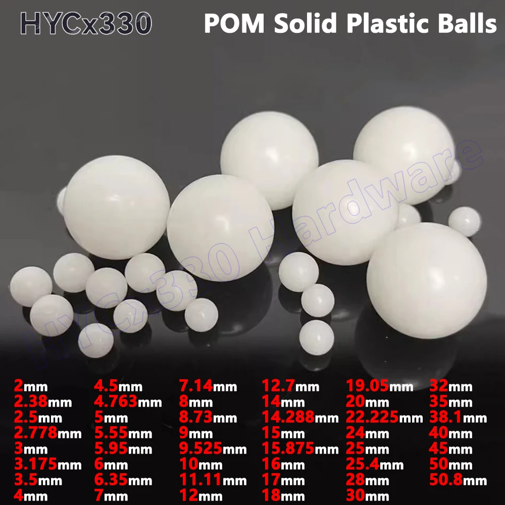 Solid POM Plastic Balls, Polyoxymethylene Precision Bearings Ball Rolling Bead 2 2.38 2.5 2.778 3 3.175 3.5 4 4.5 4.763 - 50.8mm