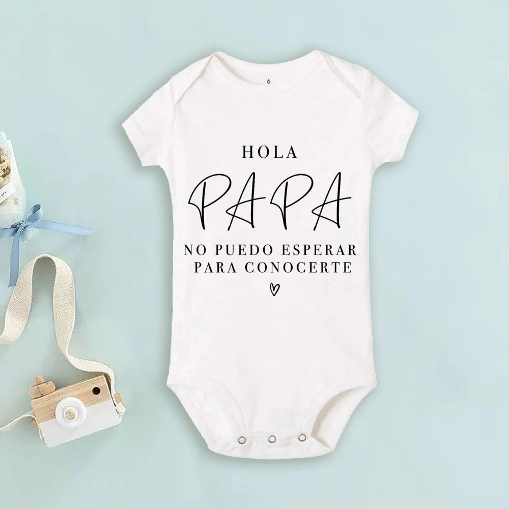 Hello Dad I Can\'t Wait To See You Baby Bodysuit Pregnancy Announcement Jumpsuit New Dad Gift Baby Shower Gifts