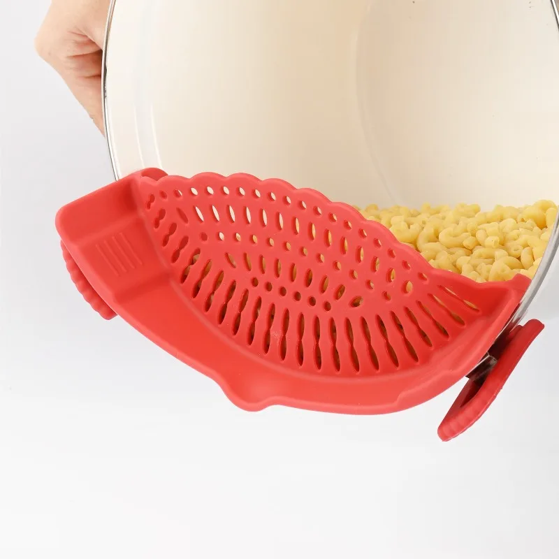 Clip-on Strainer Kitchen Food Colander Household Pot Edge Silicone Strainer Baffle for Pasta Meat Vegetables Fruit Filter Baffle