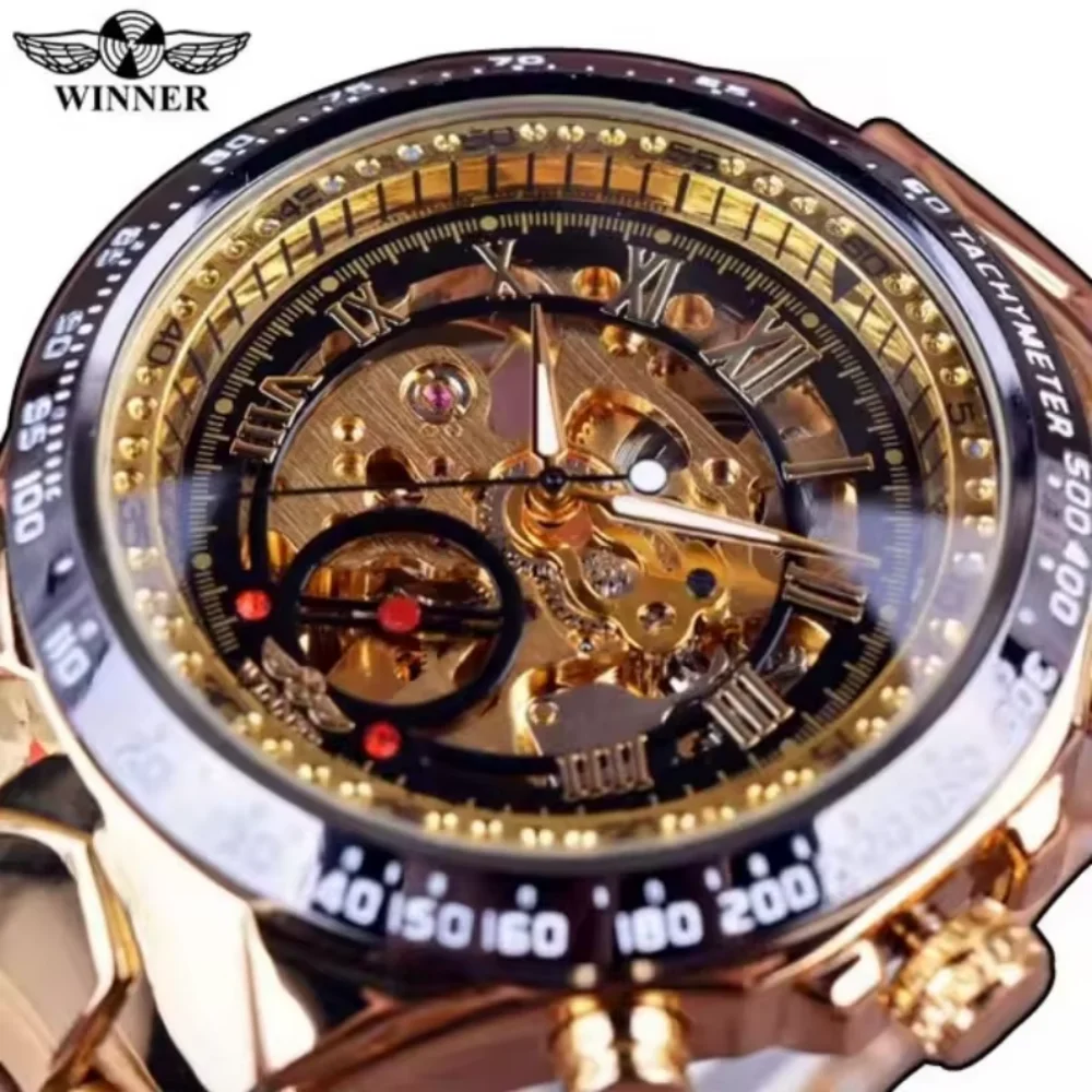 Luxurious Dial Men's Automatic Mechanical Watch - Smooth Hollow Case Back Design, Stainless Steel Strap, Perfect for Business and Casual Wear, Ideal Gift for Birthdays, Parties, and Special Occasions, Business Casual Watch | Smooth Watch Design, No Battery