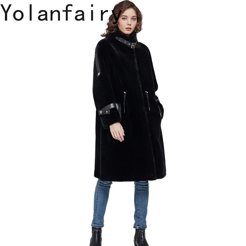 YOLANFAIRY High-end 100% Real Fur Coats Women Luxury Winter Merino Sheepskin Shearling Natural Fur Jacket Genuine Coat 2026