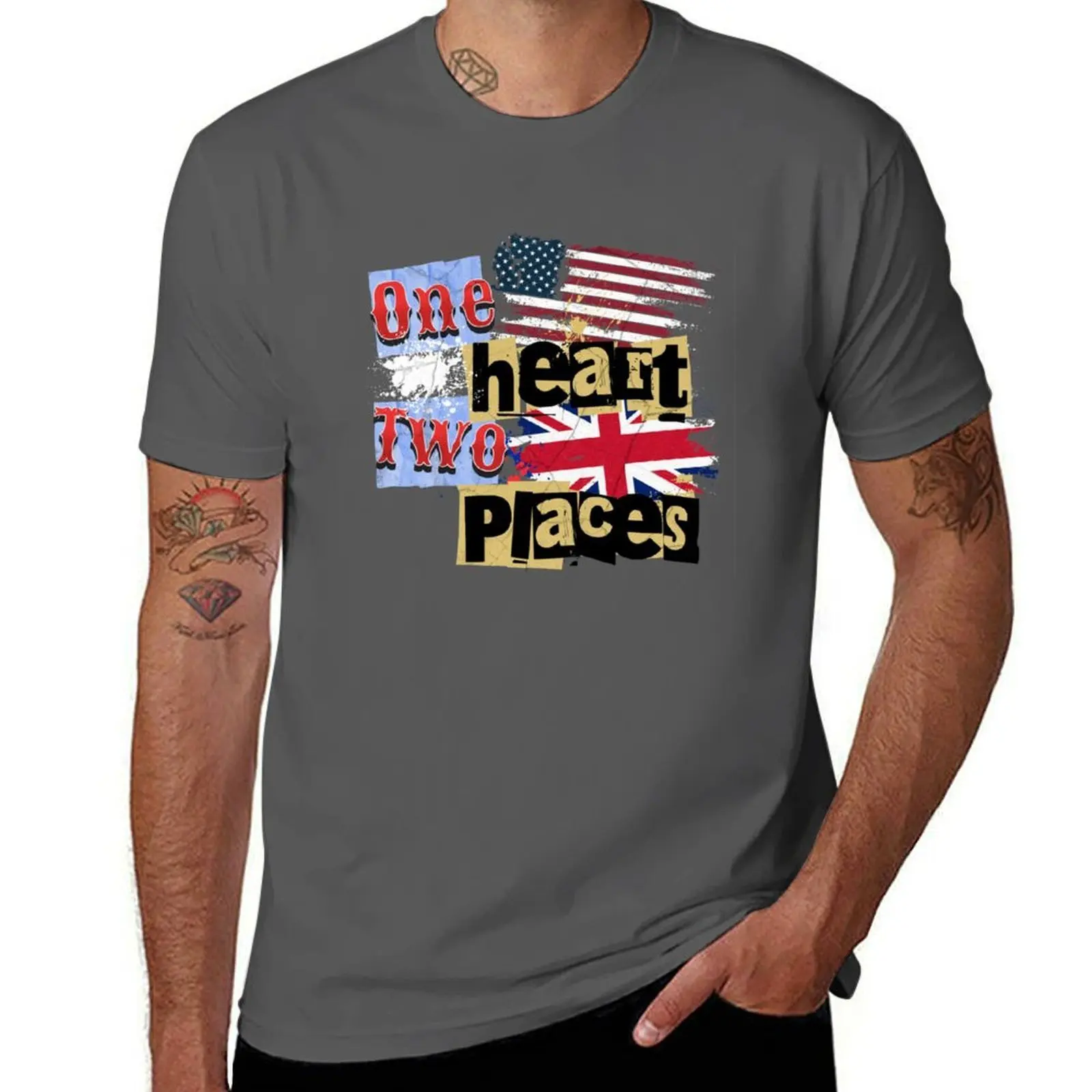 

One Heart, Two Places T-Shirt Plus Size Gym Sports T-Shirt