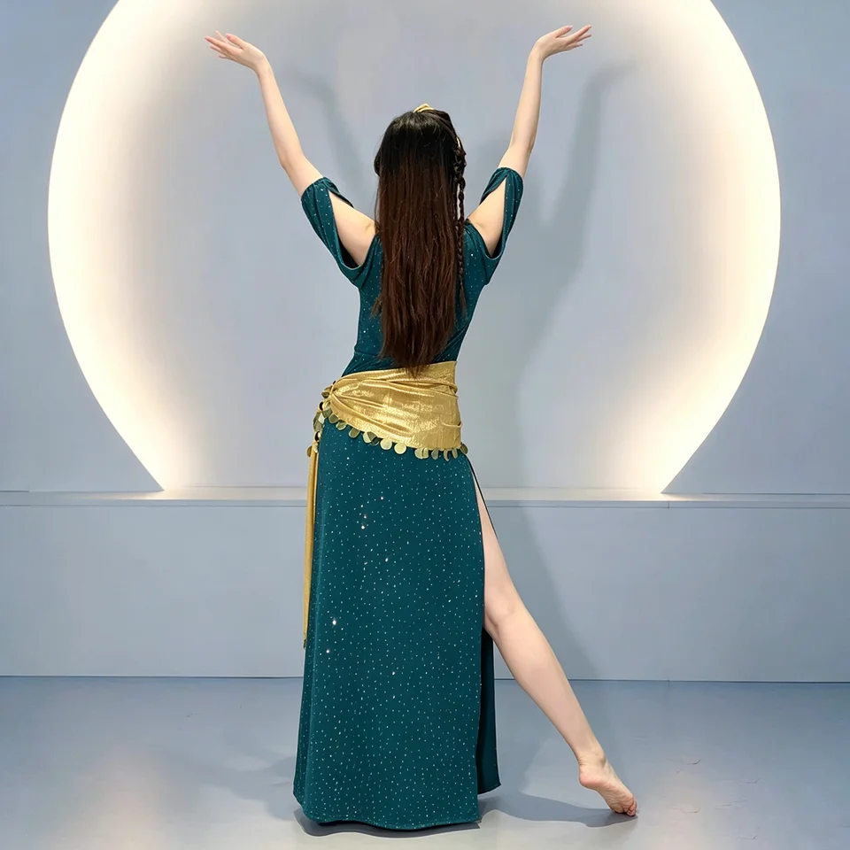 Women Belly Dance Coins Costume Baladi Saidi Dress Girls Training