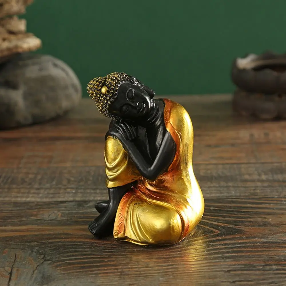 Anti-oxidation Indian Buddha Sculpture Handmade Easy to Clean Buddhism Figurine Meditation Little Monks Ornaments Home Decor