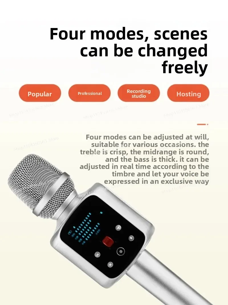Microfone de áudio tudo-em-um com microfone de placa de som embutido, cantando karaokê receptor de telefone celular sem fio bluetooth