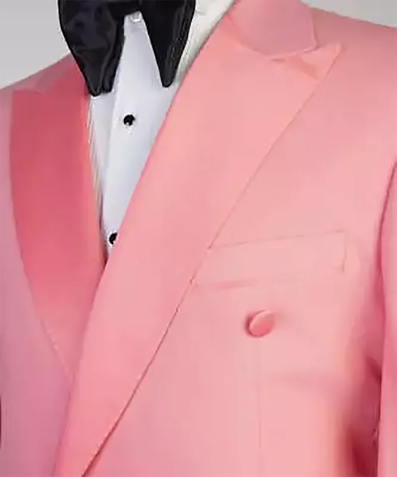 Pink Men's Suits Business Slim Fitted Jacket with Trousers Formal Party Dress Satin Collar Wedding Tuxedos Customized