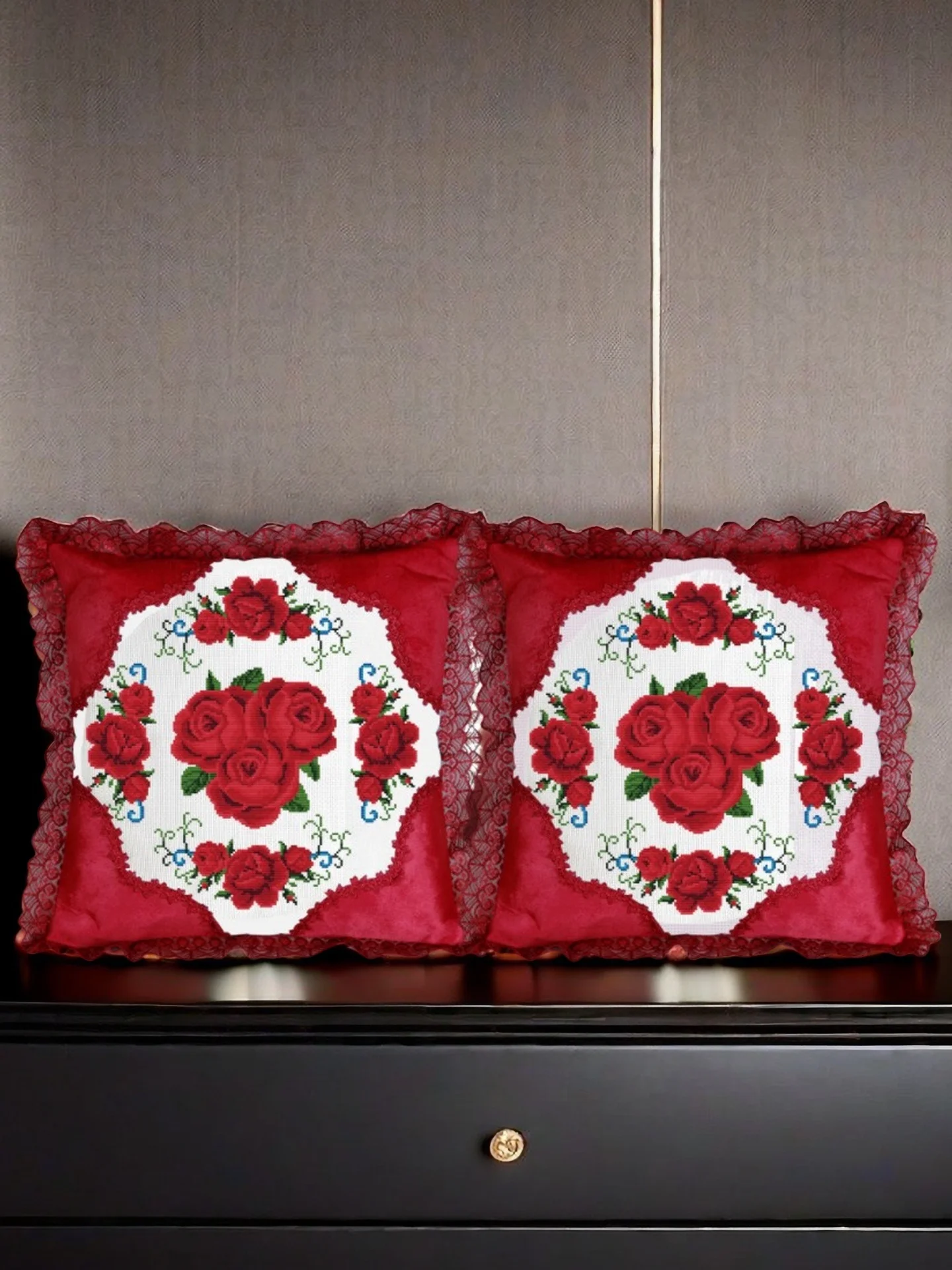 

Наволочка ручной работы с вышивкой крестиком, европейский стиль, хлопковая ткань, растительный цветочный узор, белый цвет, декор для гостиной, рельефный узор