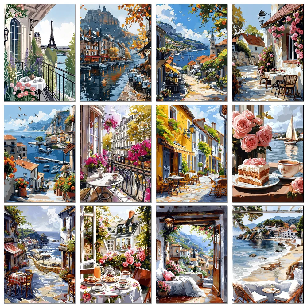 

5D DIY Street View Diamond Embroidery Buildings Diamond Painting Scene Theme Cross Stitch Set Art Decoration Gift