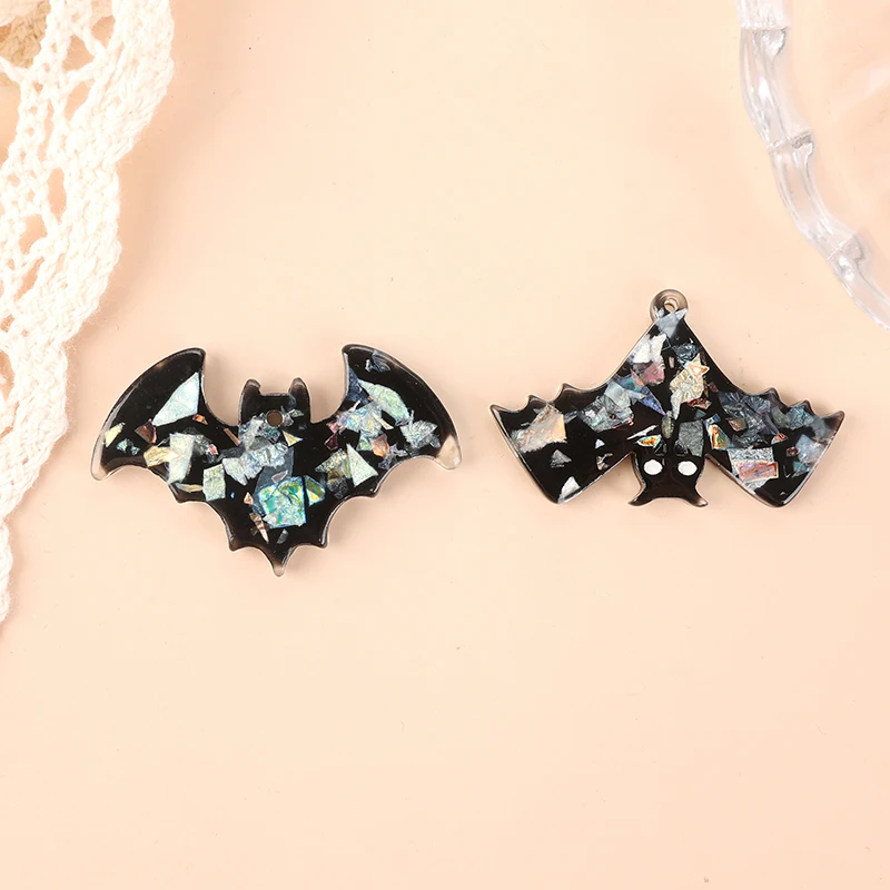 8Pcs Halloween Charms resina ciondolo pipistrello nero per portachiavi collana gioielli fai da te