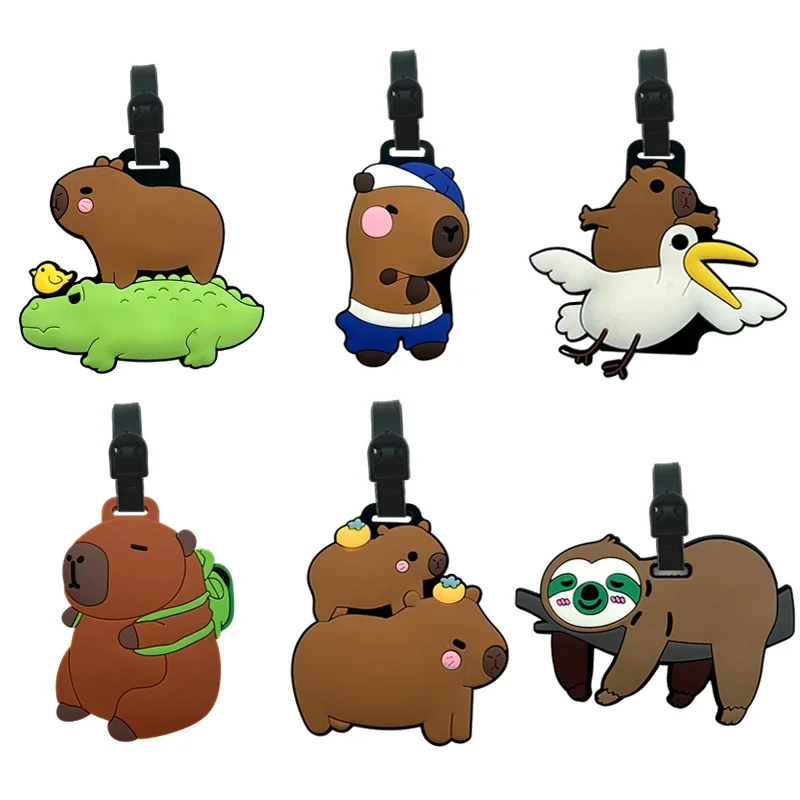 

Luggage Tags, Travel Accessories, Cartoon Capybara, PVC Luggage, ID Card, Address Holder, Luggage Boarding Tag, Portable Tag