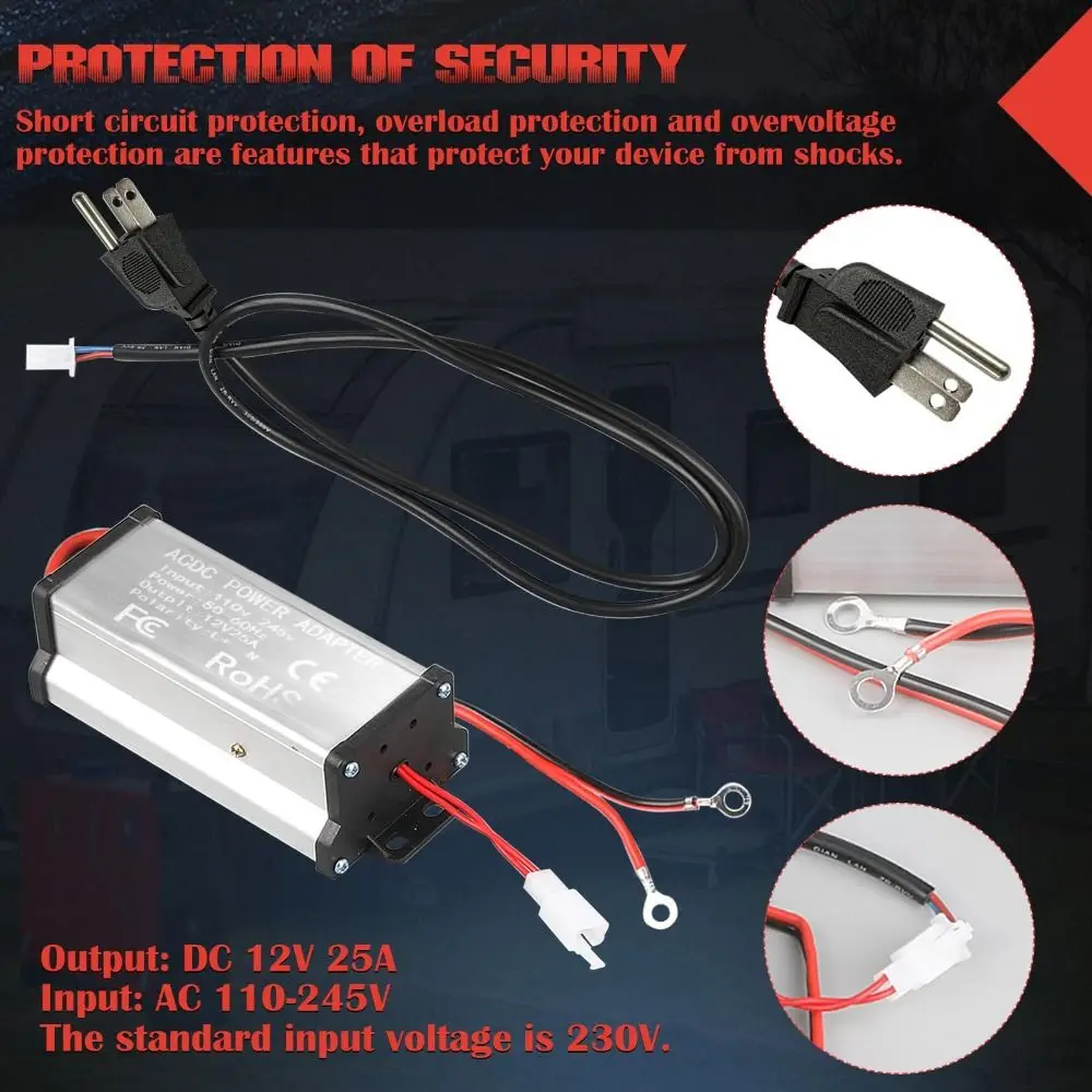 300W Power Diesel Heater Converter Input 110V/220V US/EU/UK/AU plug RV Power Converter Output 12V Universal Power Adapter RV