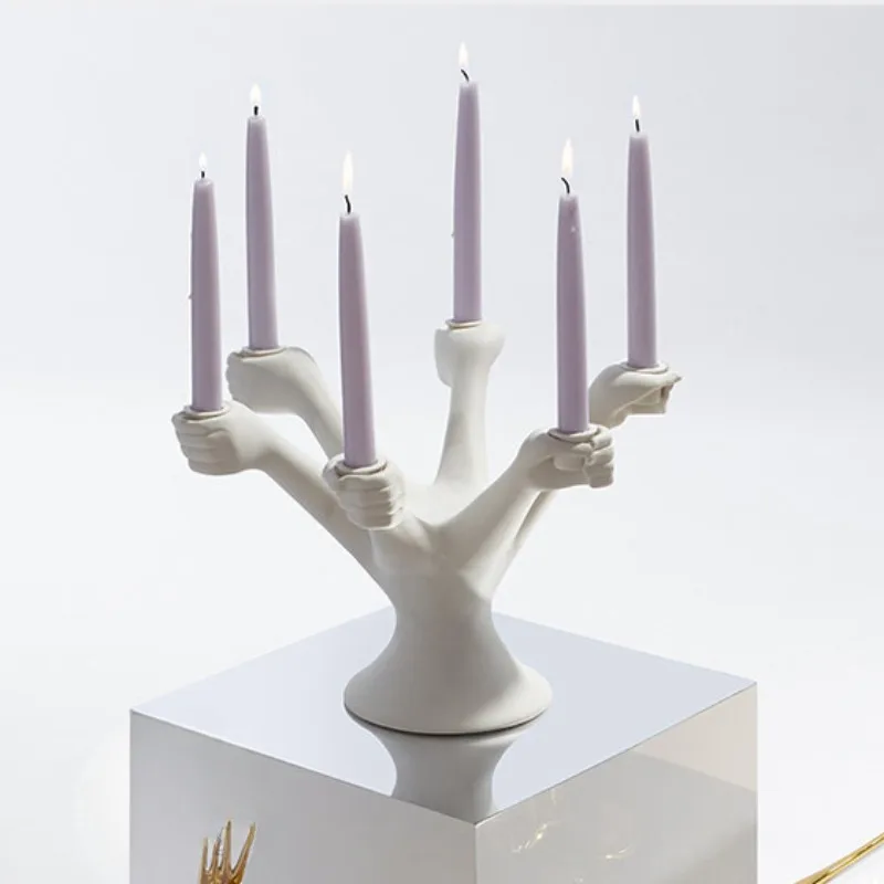 Ceramic Candle Holder for Living Room, White Candle Holder, Aesthetics, Table Decoration and Accessories, Furnishing Articles