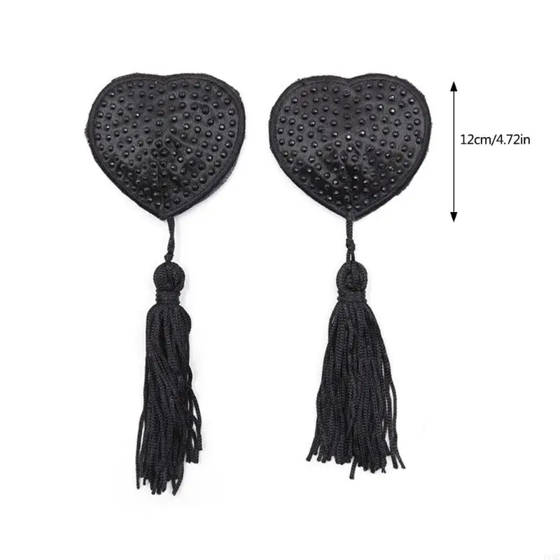 Y1AC Women Nipple Pasties ครอบคลุม Rhinestones รูปร่างหัวใจที่นำกลับมาใช้ใหม่ได้