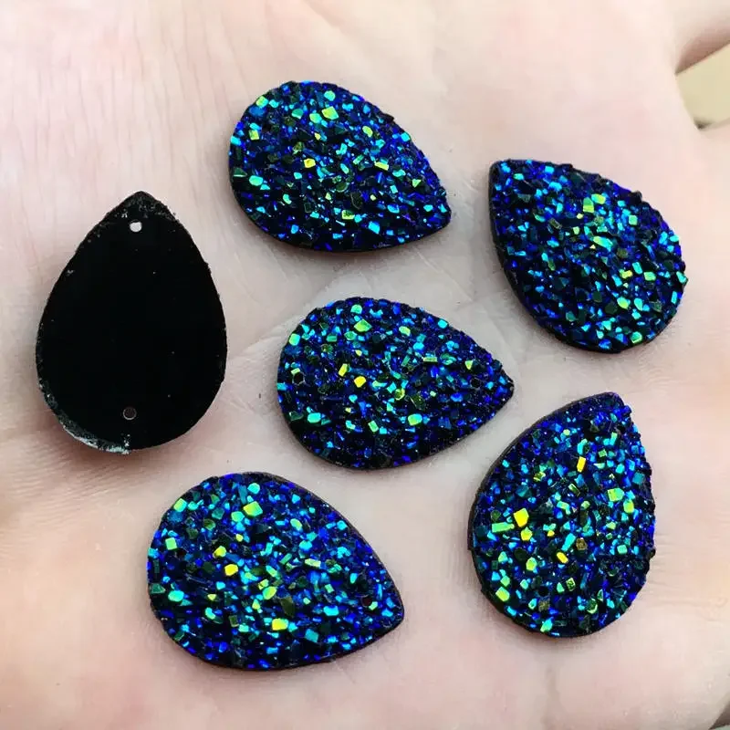 15pcs 18*25mm Bling AB Colors Convex Mineral Surface Crystal Resin Rhinestone Flatback Cabochon Stone Wedding Decoration